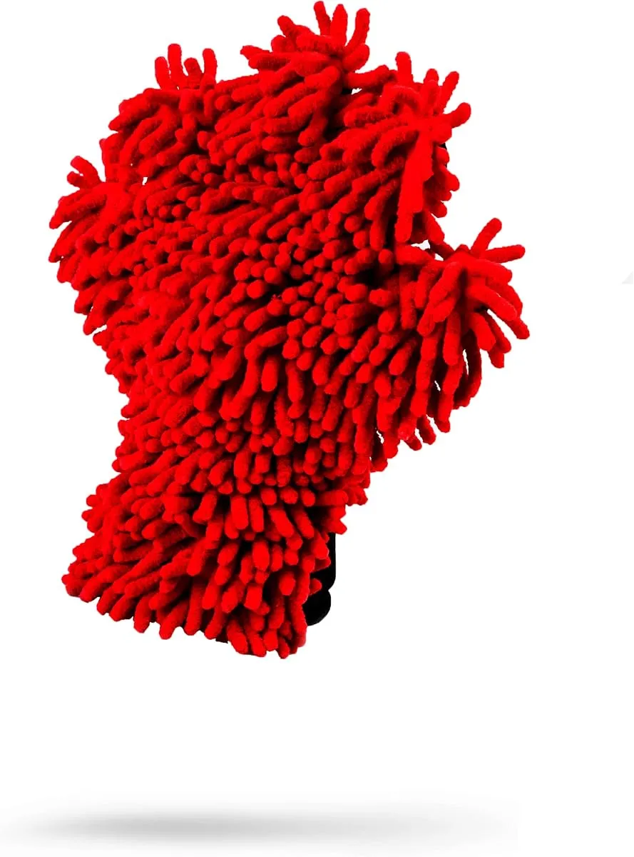 Adam's Polishes microfiber dual wash mitt in red chenille