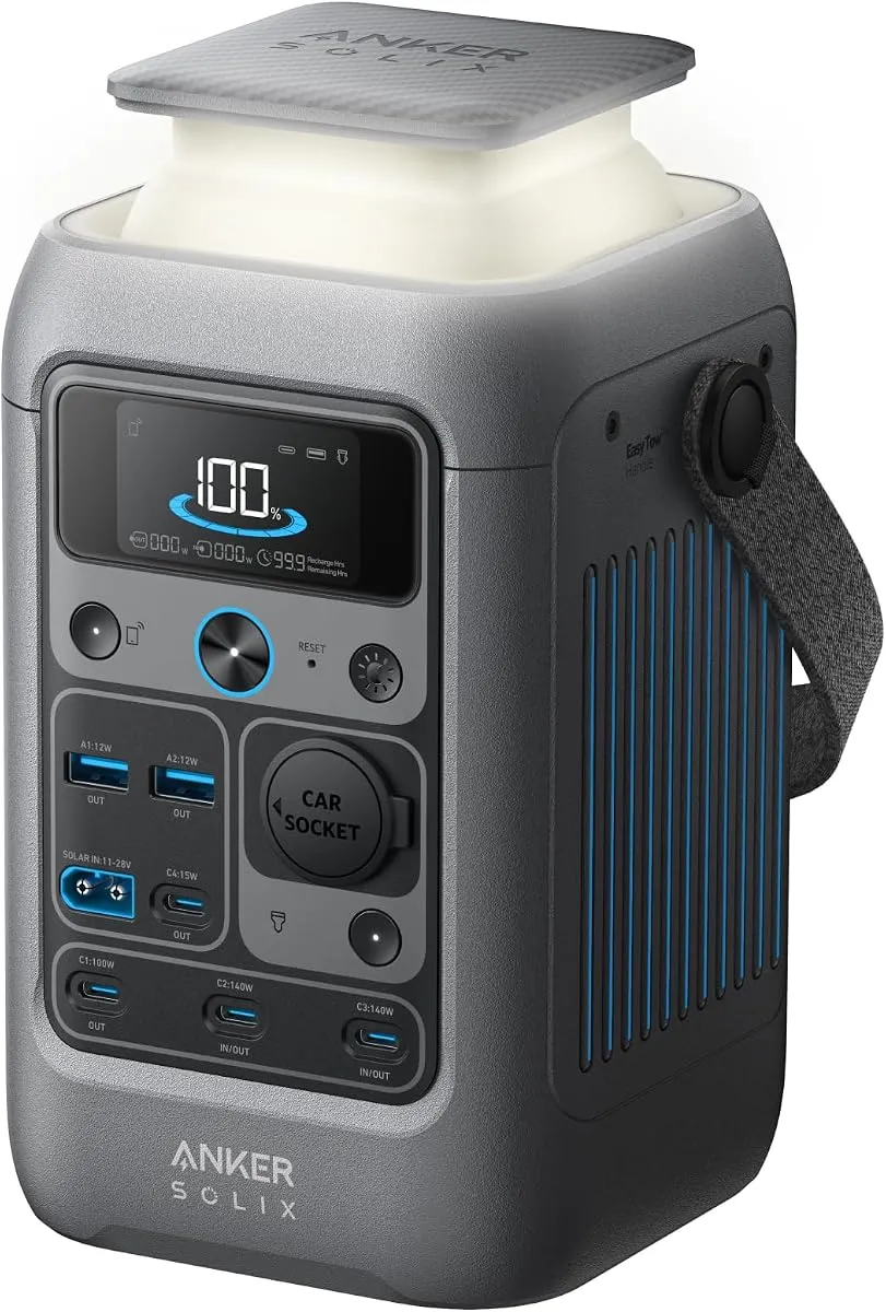 Anker SOLIX C300 DC portable power station with integrated light panel