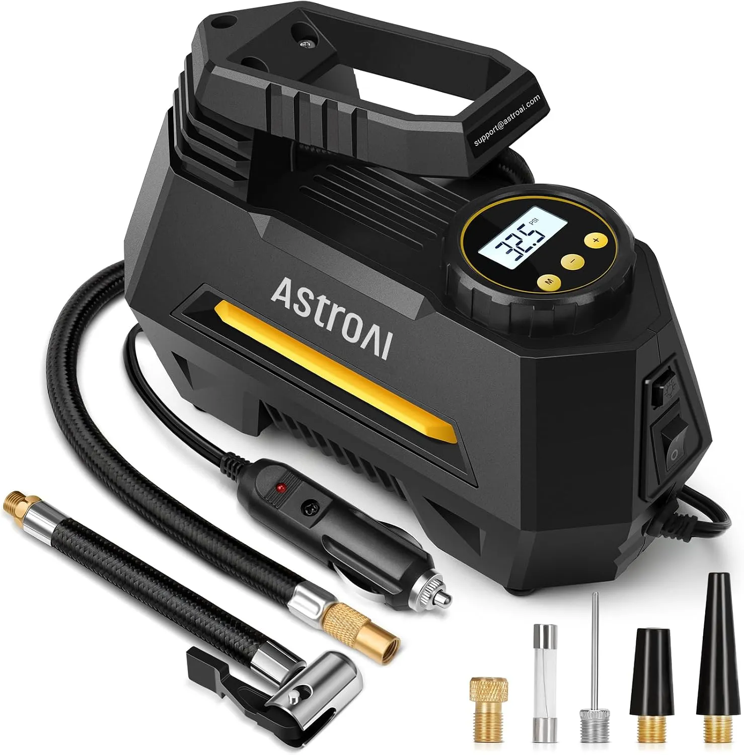 AstroAI portable tire inflator with digital pressure gauge