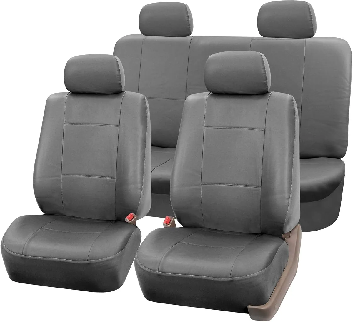 FH Group PU002114 premium PU leather seat cover full set in grey