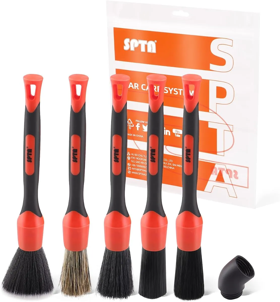 SPTA five-piece soft boar hair detailing brush set in graduated sizes