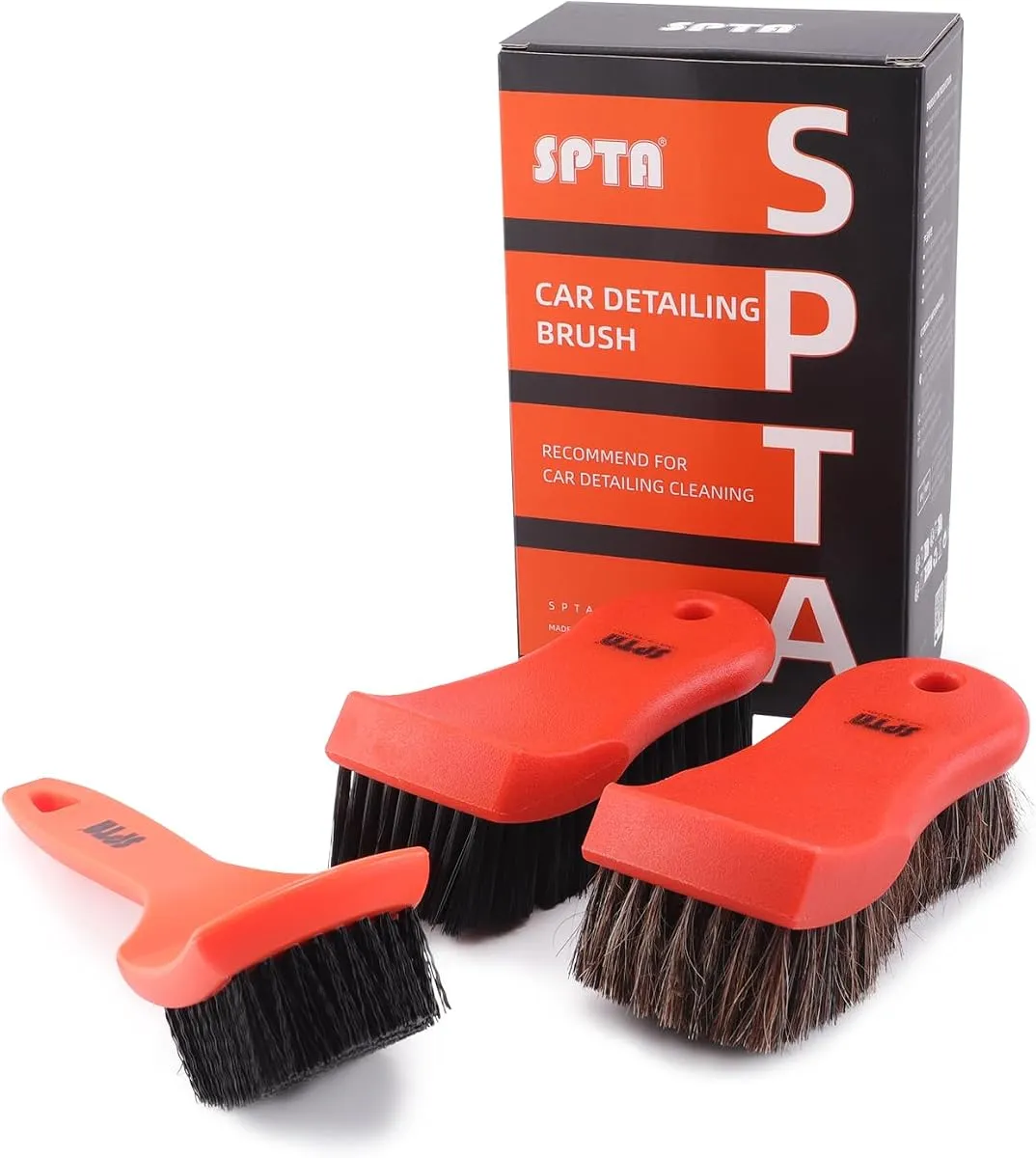 SPTA three-piece interior detailing brush kit for leather and textile