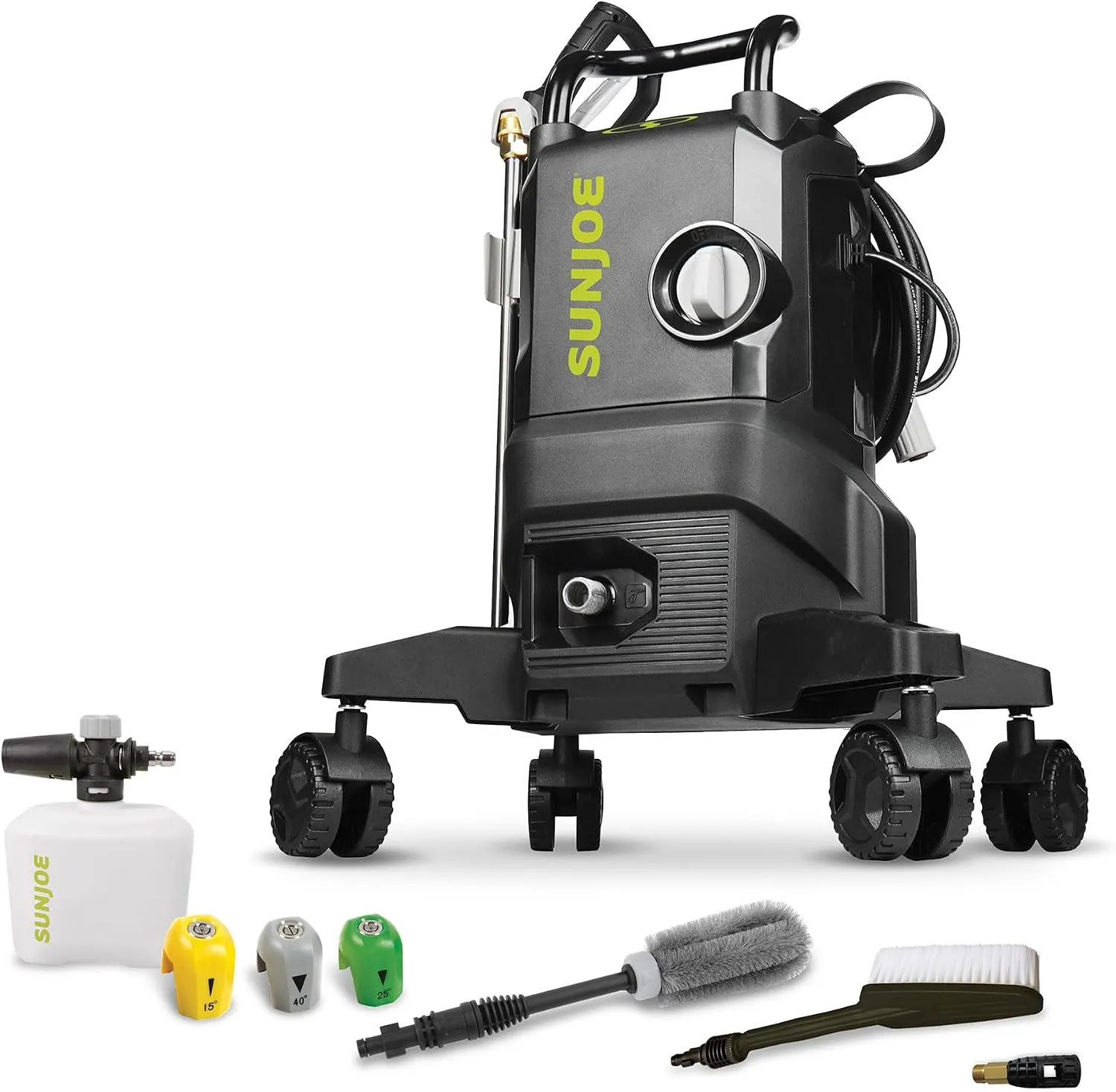 Sun Joe SPX3000 electric pressure washer with foam cannon and nozzles