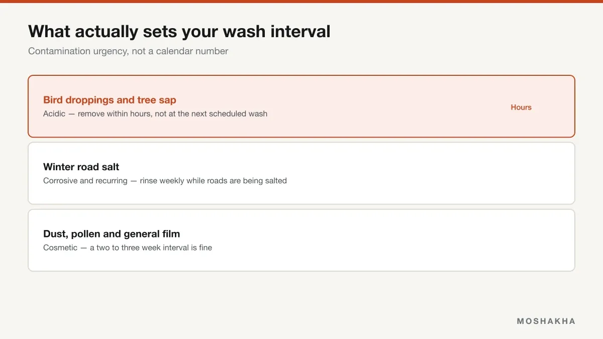 Ranked list of contamination types and how urgently each needs washing off